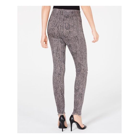 REWASH Womens Gray Pocketed High Rise Animal Print Skinny Pants 13R/ W31 - Picture 2 of 2